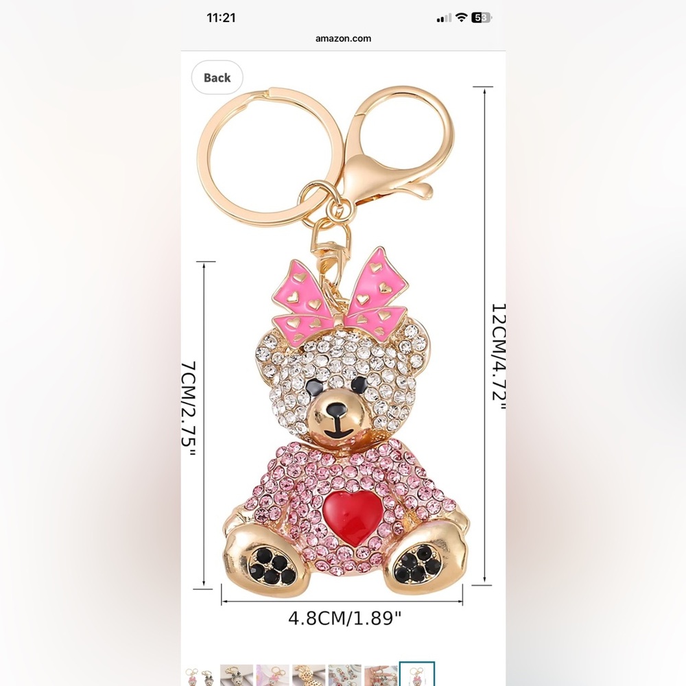 Crystal Teddy bear purse/bag charm keychain - Picture 6 of 6